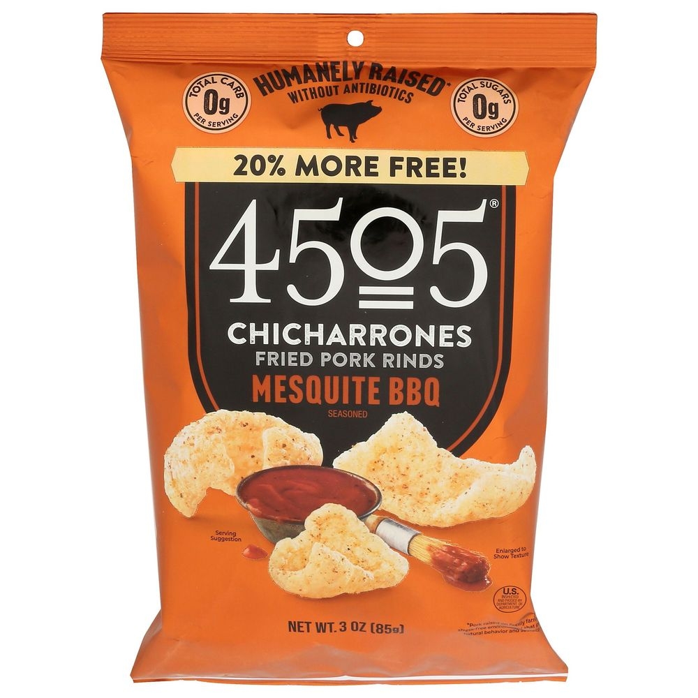 4505 Chicharrones BBQ Fried Pork Rinds, 3 Ounce -- 12 per case