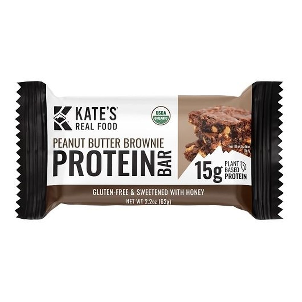 Kates Real Food Peanut Butter Brownie Protein Bar, 2.2 Ounce -- 144 per case