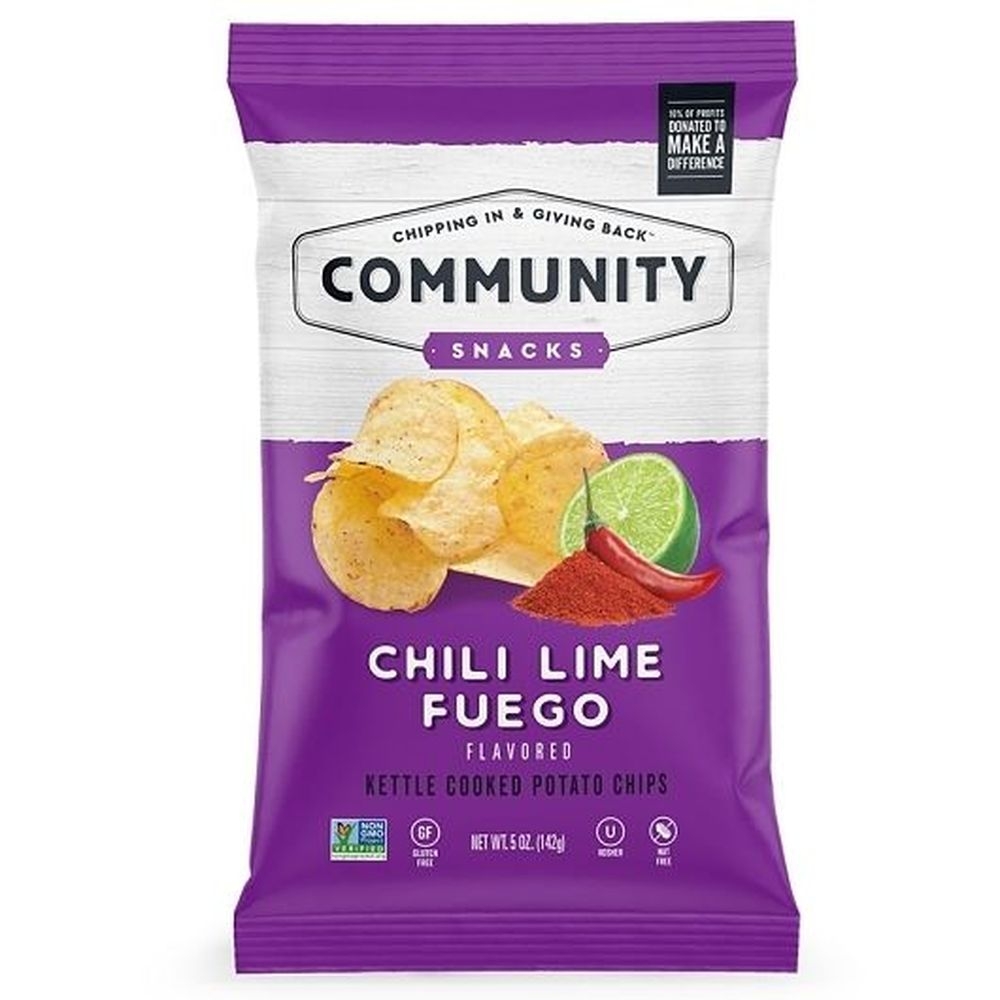 Community Snacks Chili Lime Fuego Kettle Cooked Potato Chips, 5 Ounce -- 12 per case