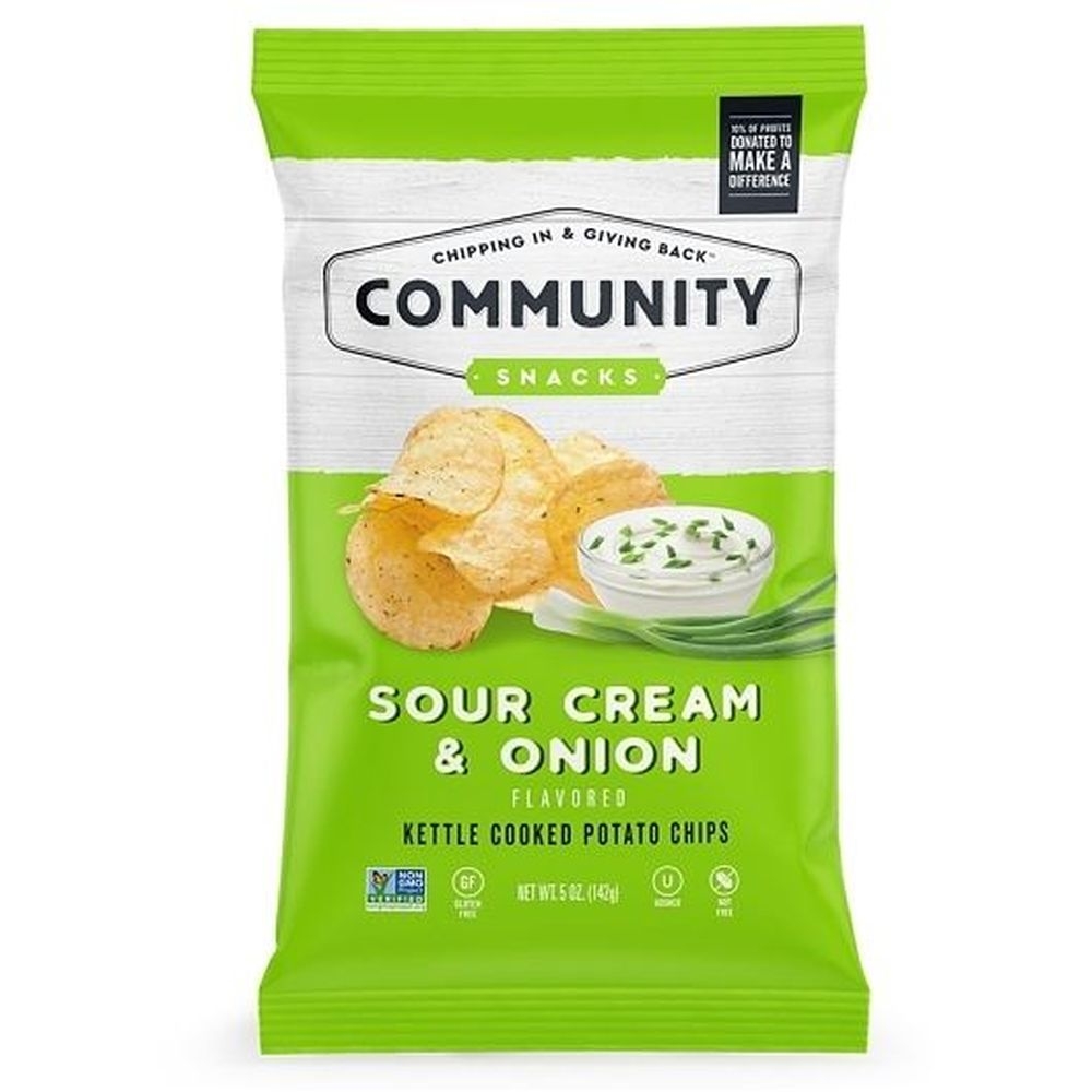 Community Snacks Sour Cream and Onion Kettle Cooked Potato Chips, 5 Ounce -- 12 per case