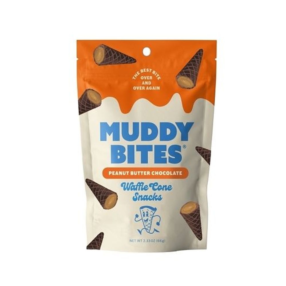 Muddy Bites Peanut Butter Chocolate Waffle Cone Snack, 2.33 Ounce -- 12 per case