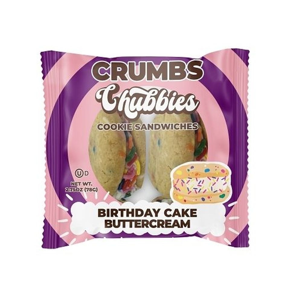 The Original Crumbs Bakeshop Chubbies Birthday Cake Buttercream Cookie Sandwich, 2.75 Ounce -- 12 per case