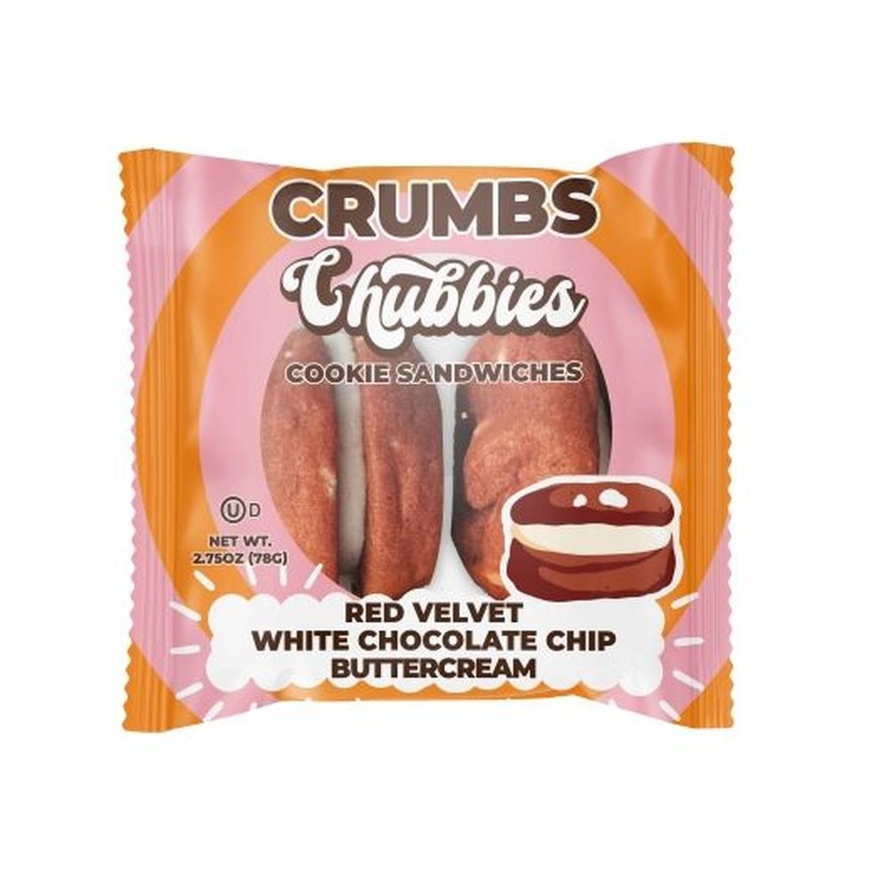 The Original Crumbs Bakeshop Chubbies Red Velvet White Buttercream Cookie Sandwich, 2.75 Ounce -- 12 per case