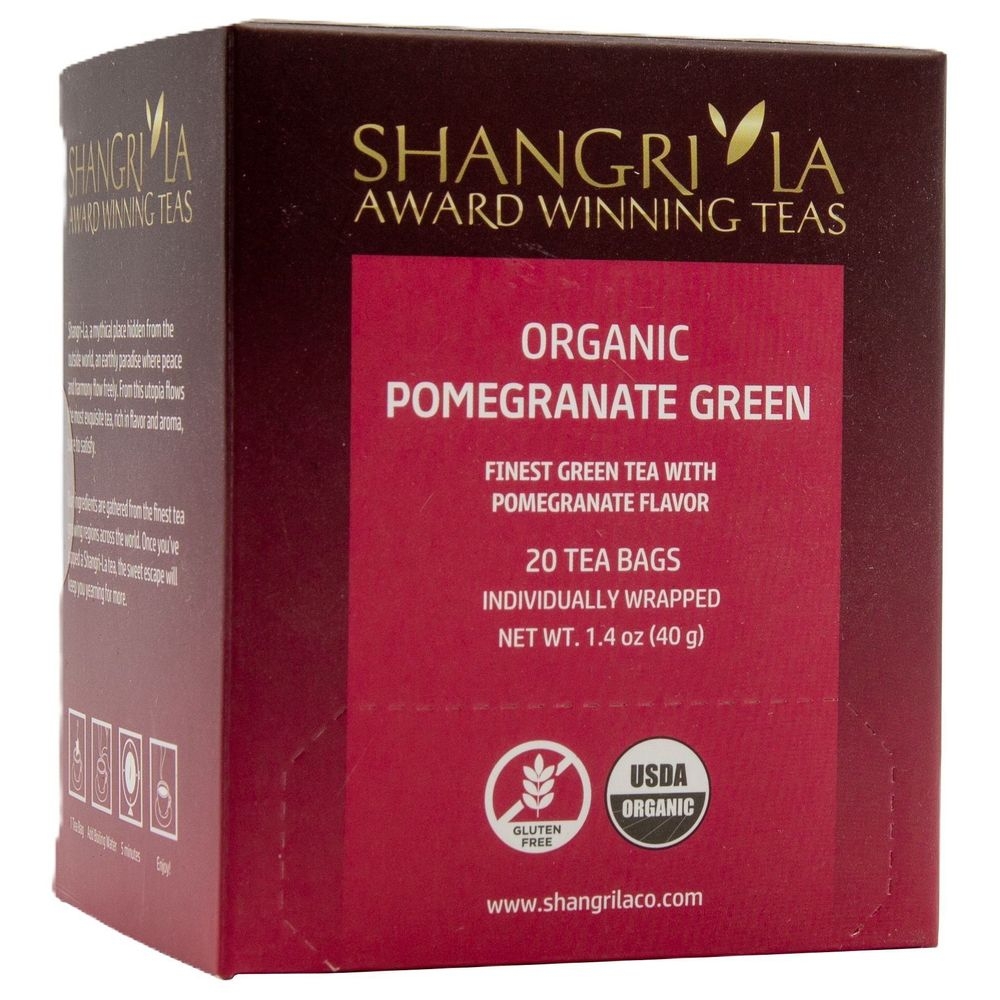 Shangri La Organic Pomegranate Green Tea, 20 count -- 6 per case