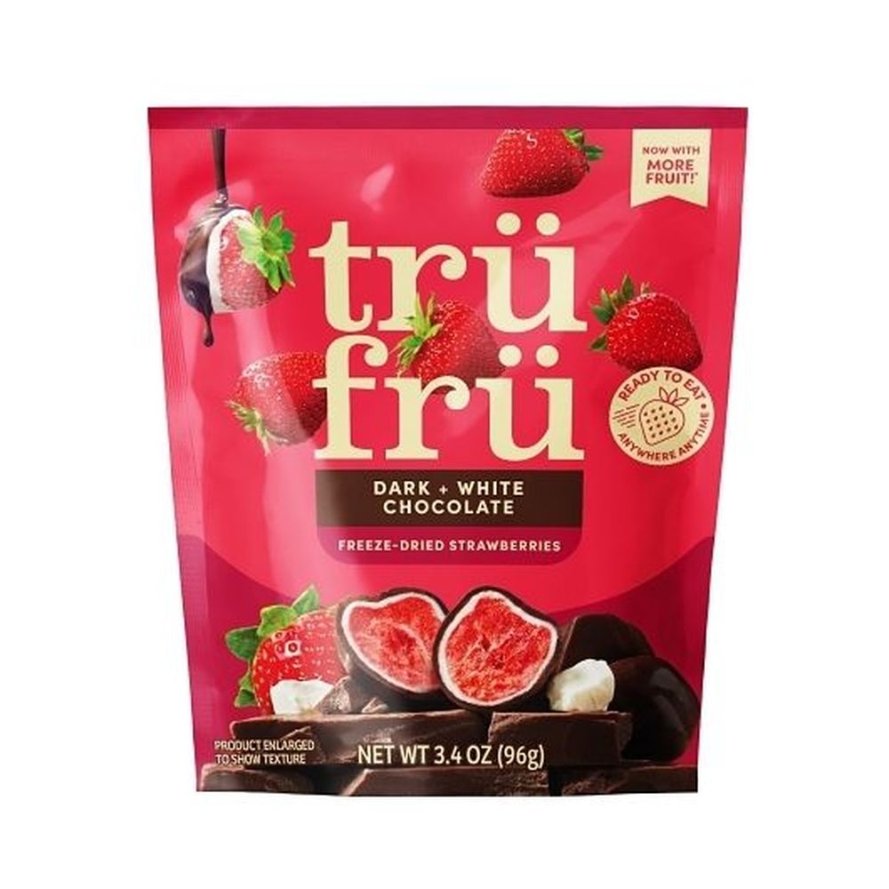 Tru Fru Hyper Dried Grab Go Dried Strawberries in White and Dark Chocolate, 3.4 Ounce - 6 per case