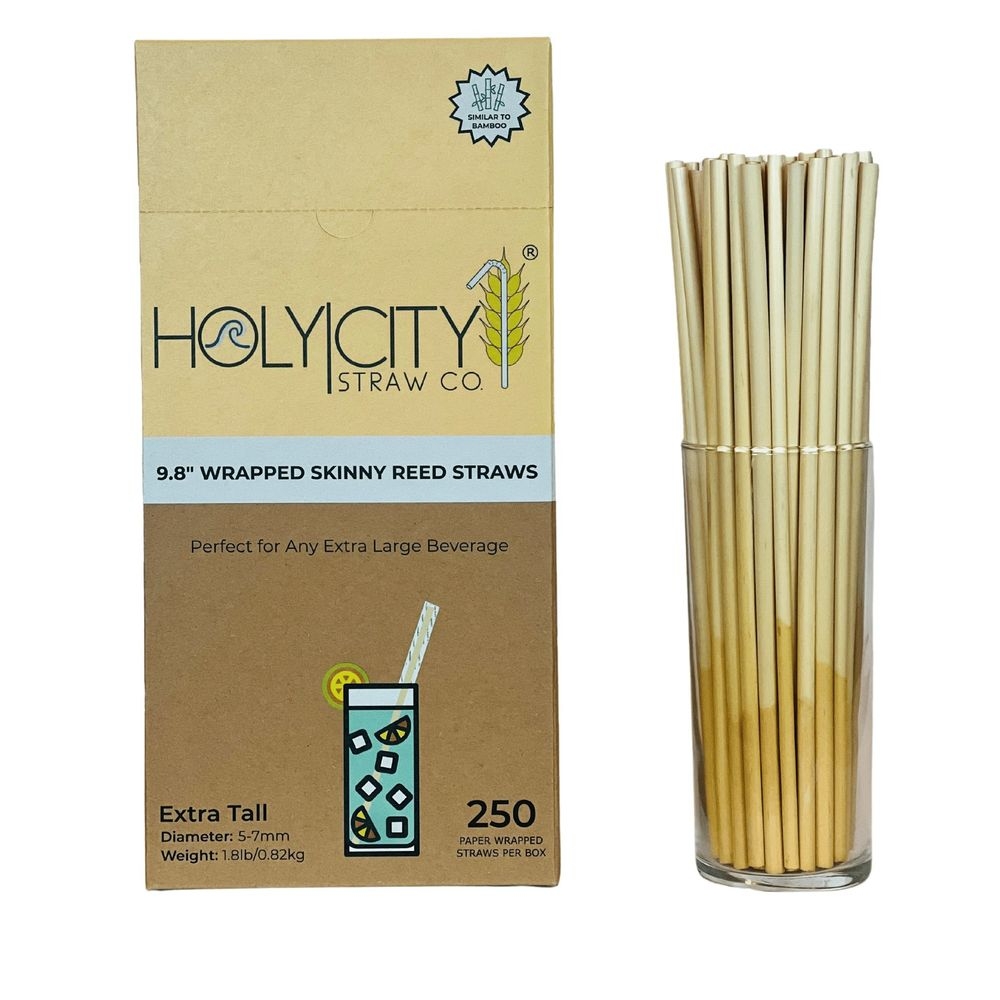 Holy City Straw Company Wrapped Skinny Reed Straw, 9.8 inch -- 1500 per case