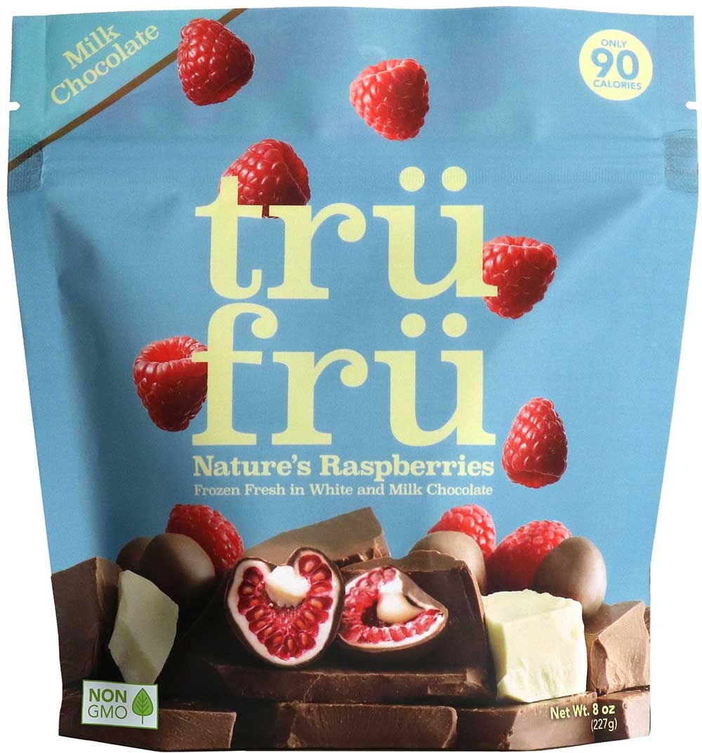 Tru Fru Grab and Share Hyper Chilled Whole Raspberries in White and Milk Chocolate, 8 Ounce -- 6 per case