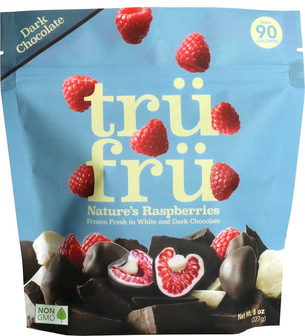 Tru Fru Grab and Share Hyper Chilled Whole Raspberries Immersed in White and Dark Chocolate, 8 Ounce -- 6 per case