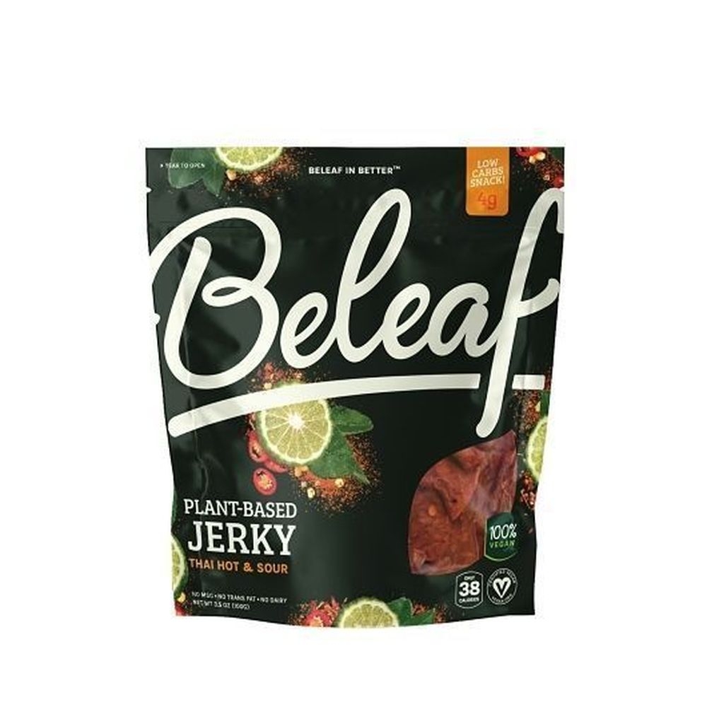 Beleaf Plant-Based Thai Hot and Sour Jerky, 3.5 Ounce -- 12 per case