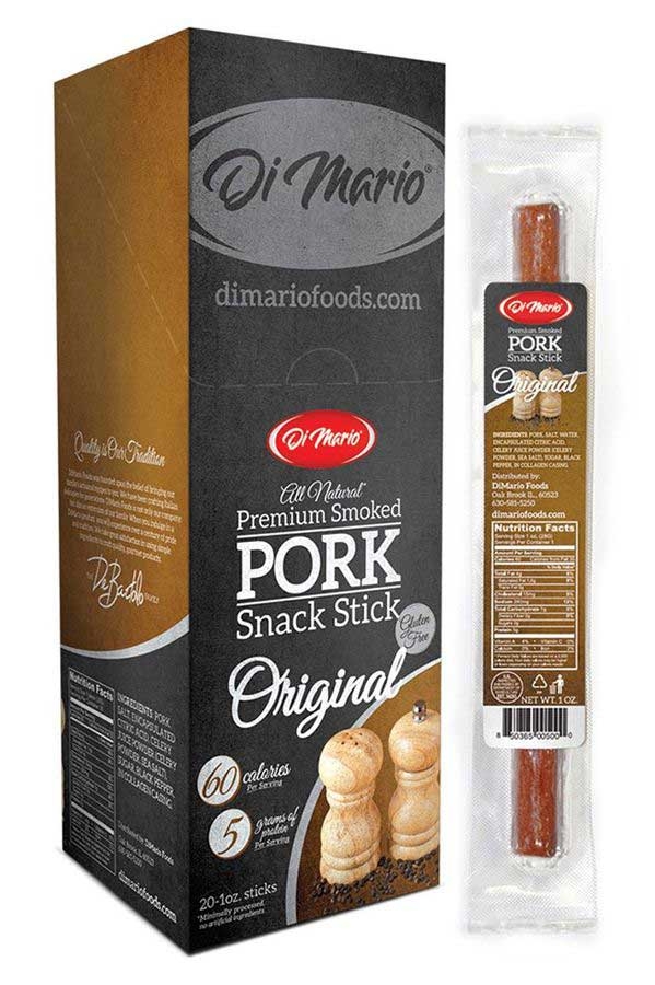 DiMario Foods Original Premium Smoked Pork Snack Sticks, 1 ounce -- 80 per case