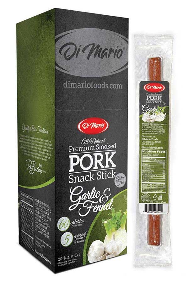 DiMario Foods Garlic & Fennel Premium Smoked Pork Snack Sticks, 1 ounce -- 80 per case