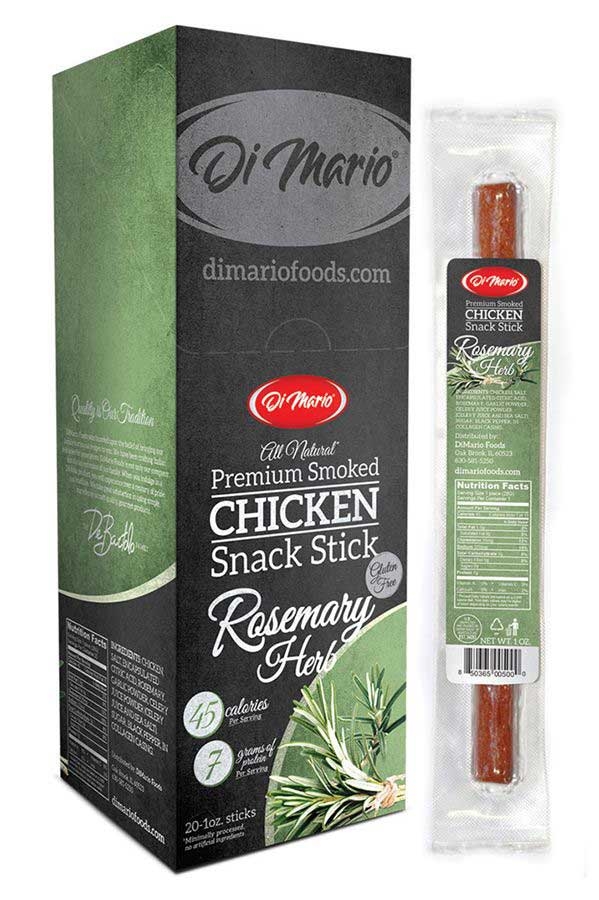DiMario Foods Rosemary Herb Premium Smoked Chicken Snack Sticks, 1 ounce -- 80 per case