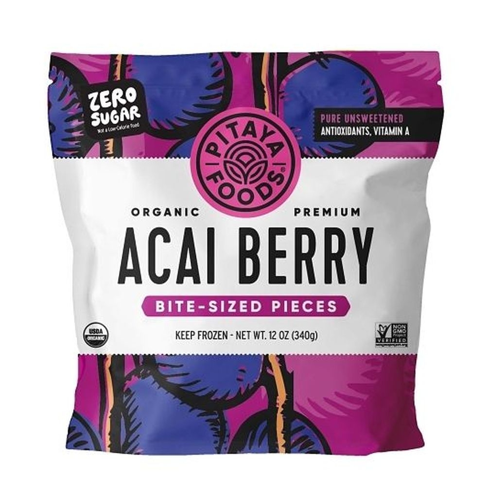 Pitaya Foods Organic Unsweetened Acai Berry Bite Sized Pieces, 12 Ounce -- 8 per case