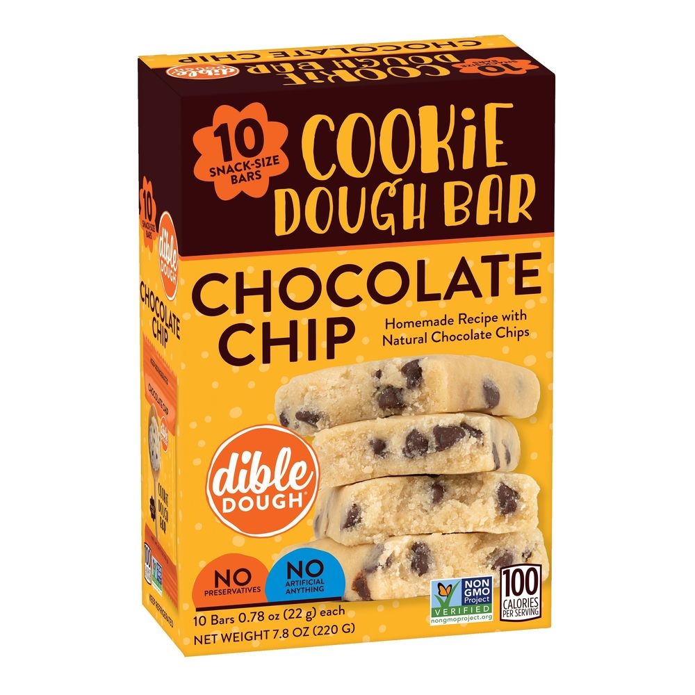 Dible Dough Chocolate Chip Cookie Dough Snack Bar, 10 count -- 6 per case