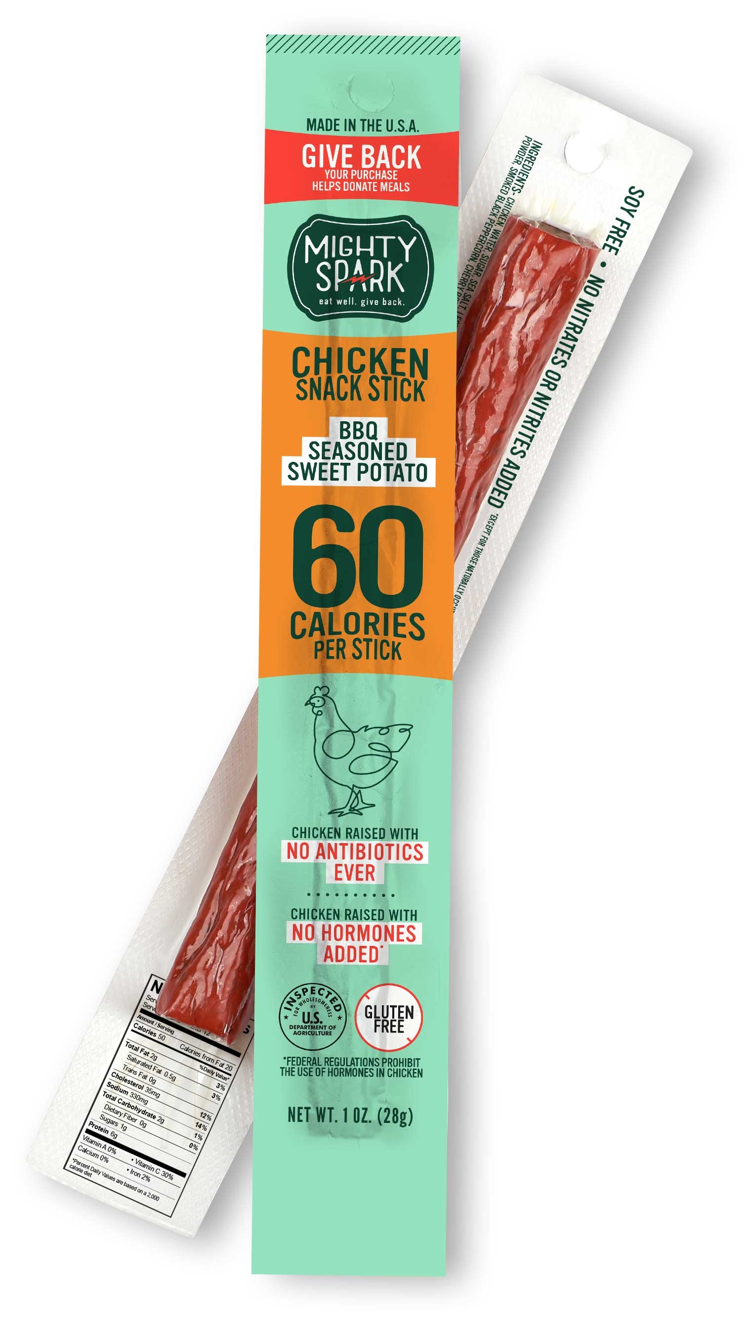 Mighty Spark BBQ Sweet Potato Chicken Snack Stick, 1 Ounce -- 48 per case