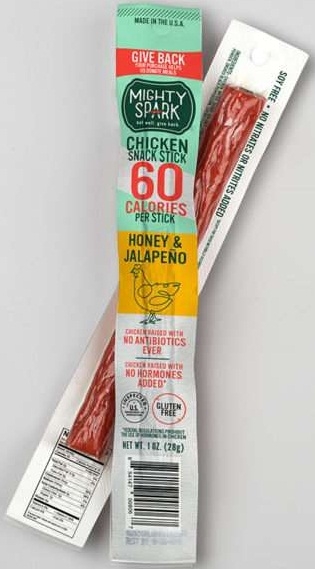 Mighty Spark Honey Jalapeno Chicken Snack Sticks, 1 Ounce -- 48 per case