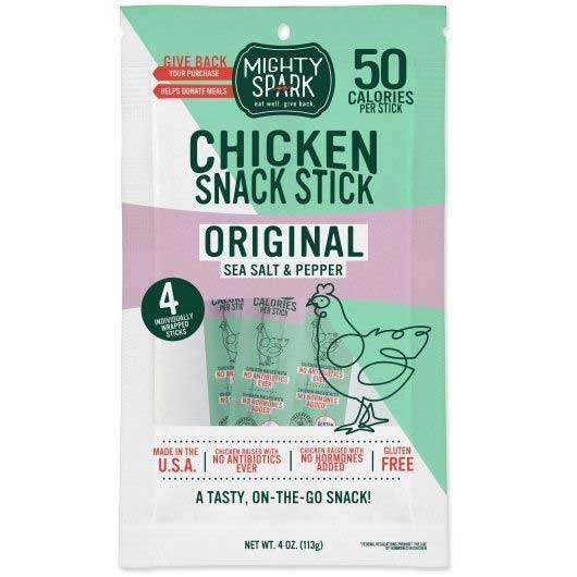 Mighty Spark Original Sea Salt and Pepper Chicken Snack Stick, 4 Ounce -- 8 per case