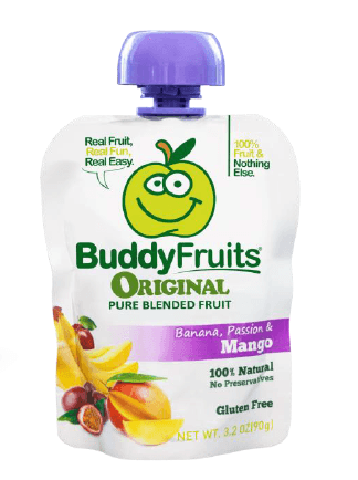 Buddy Fruits Originals Banana Passion and Mango Fruit Blend, 3.2 Ounce -- 18 per case.