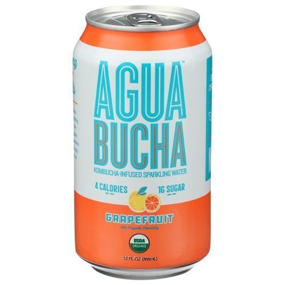 Agua Bucha Grapefruit Sparkling Water, 12 Fluid Ounce -- 24 per case
