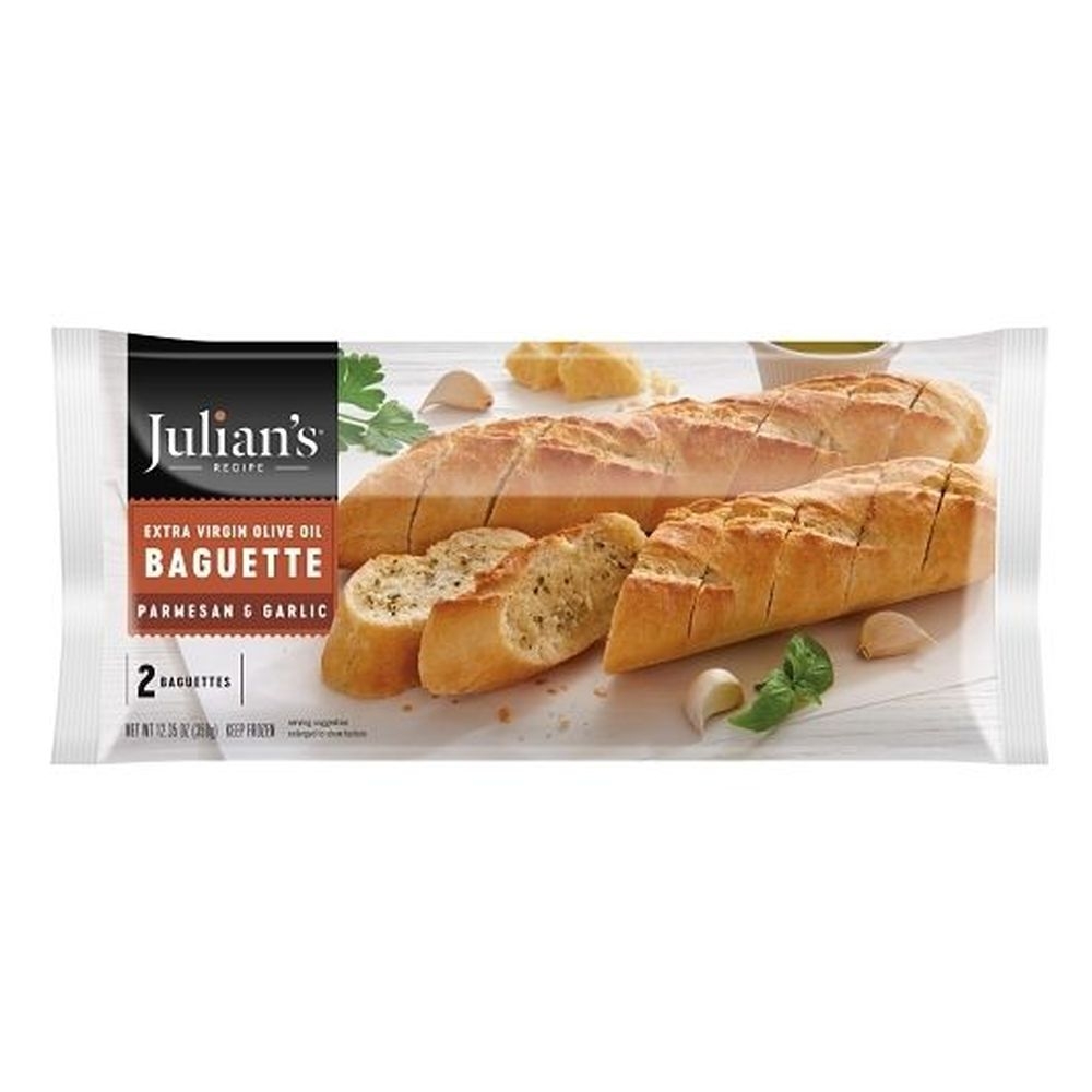 Julians Recipe Parmesan and Garlic Baguette, 2 count - 12 per case