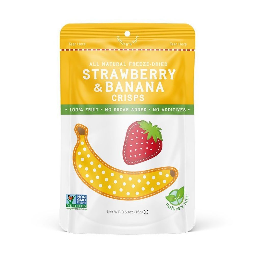 Natures Turn Freeze Dried Strawberry and Banana Crisps, 0.53 Ounce -- 6 per case