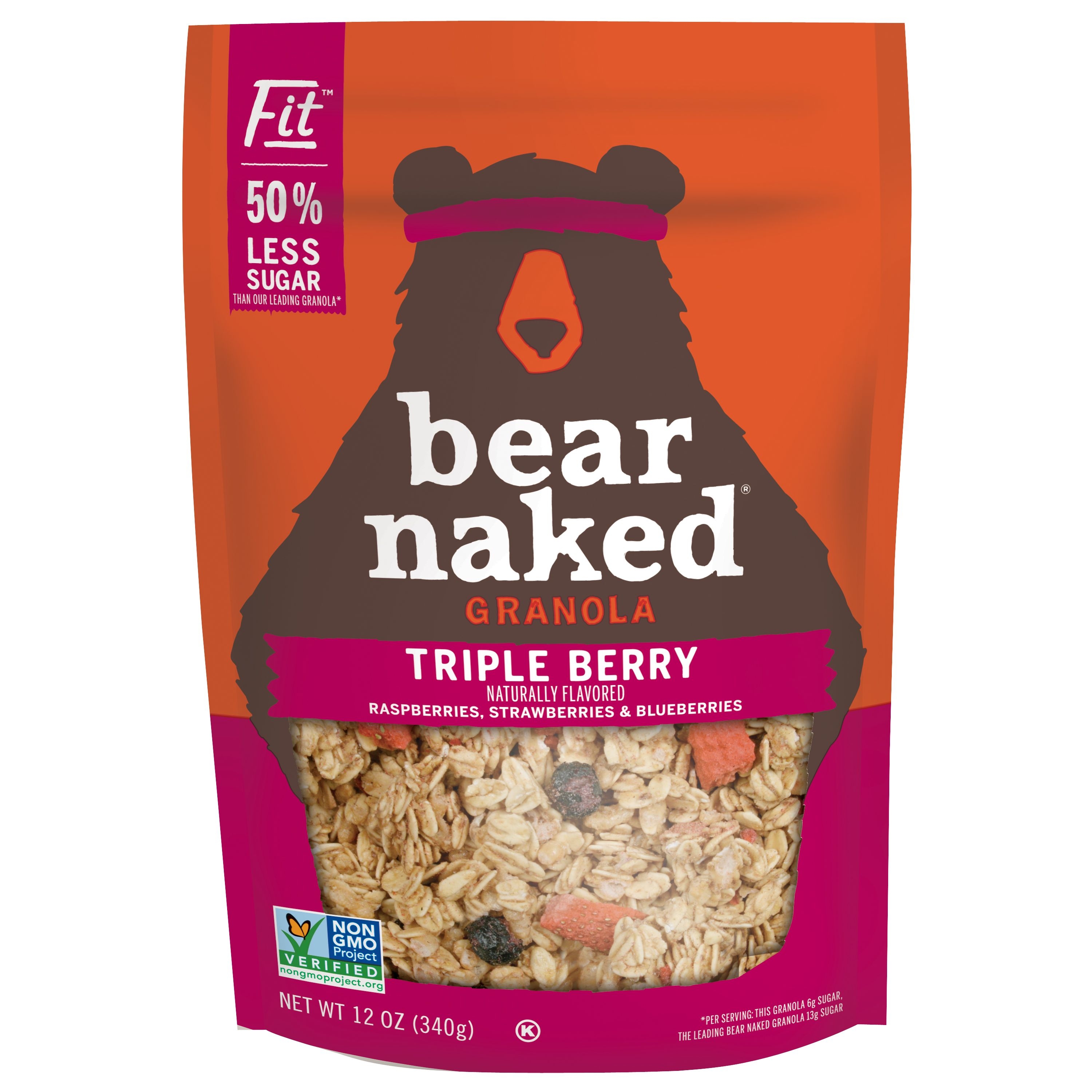 Kelloggs Bear Naked Triple Berry Crunch Fit Granola, 12 Ounce -- 6 per case.