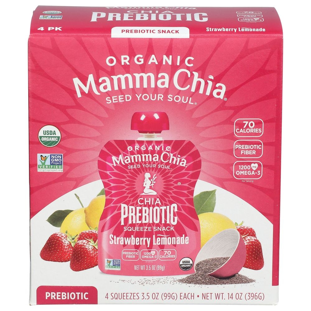 Mamma Chia Organic Strawberry Lemonade Chia Prebiotic Squeeze, 14 Ounce -- 6 per case