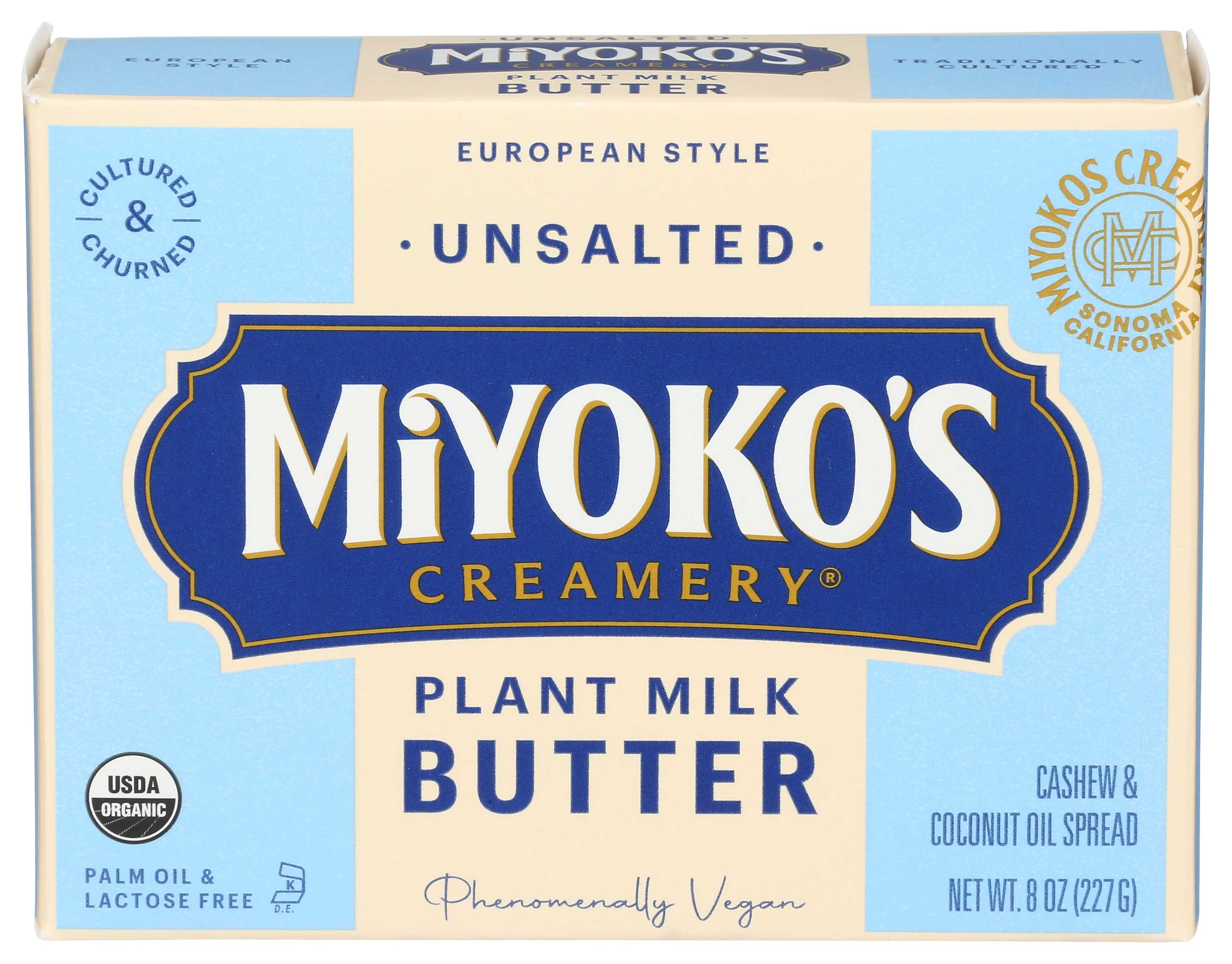Miyoko's Creamery Cultured Vegan Unsalted Butter, 8 Ounce -- 6 per case