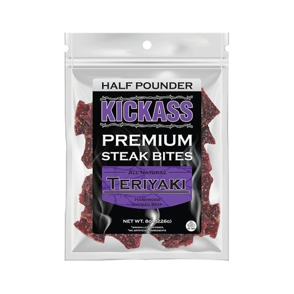 Kickass Teriyaki Premium Beef Jerky Steak Bites, 0.5 Pound -- 10 per case