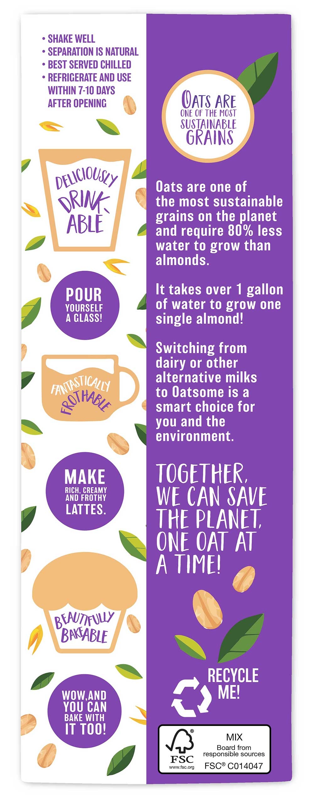 Betterbody Foods Oatsome Organic Oat Milk, 1 Liter -- 6 per case