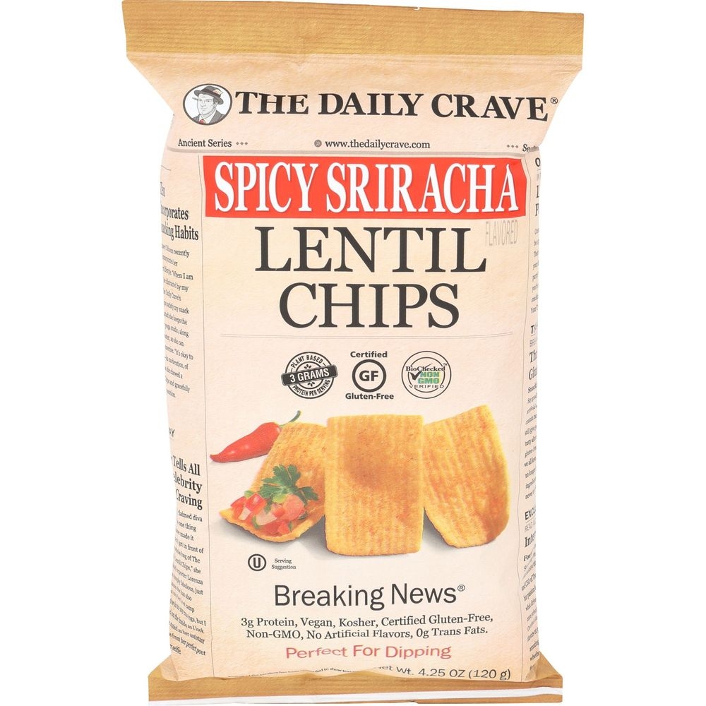 The Daily Crave Spicy Sriracha Lentil Chips, 4.25 Ounce -- 8 per case