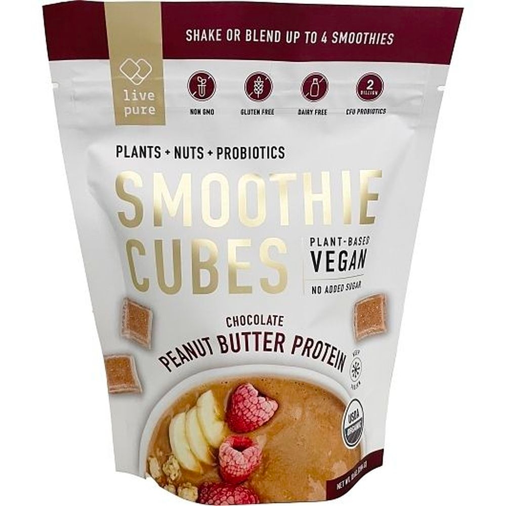 Live Pure Peanut Butter Protein Chocolate Smoothie Cubes, 20 count - 6 per case