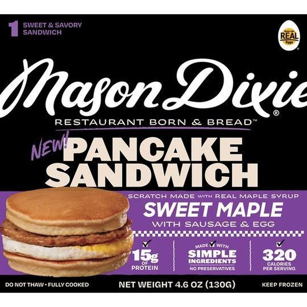 Mason Dixie Sweet Maple Pancake Sandwich With Sausage And Egg, 4.6 Ounce -- 10 Per Case