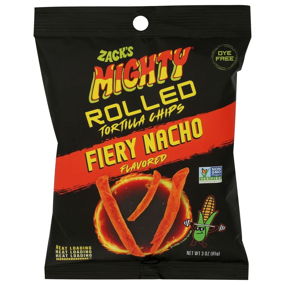 Zacks Mighty Fiery Nacho Rolled Tortilla Chips, 3 Ounce -- 12 per case
