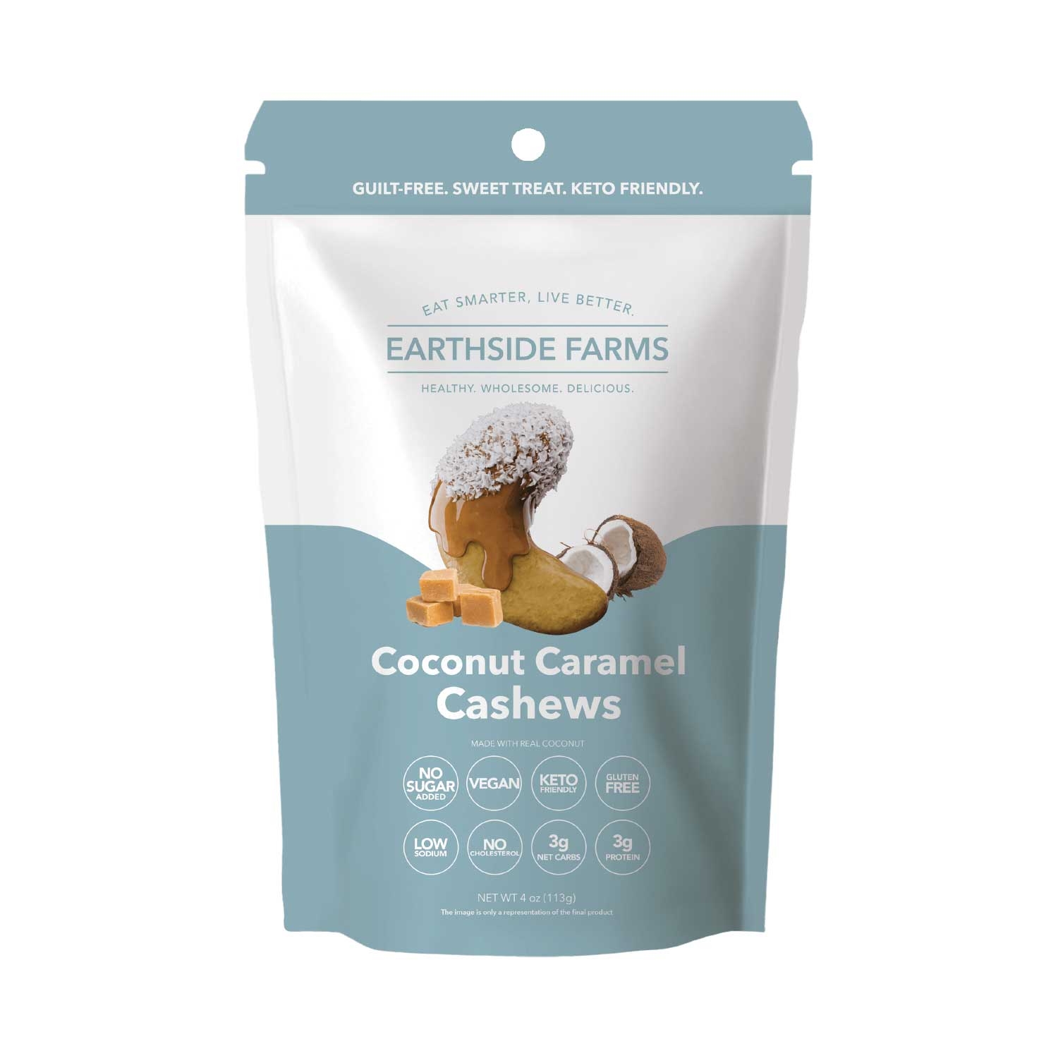 Earthside Farms Coconut Caramel Cashews, 4 Ounce -- 10 per case