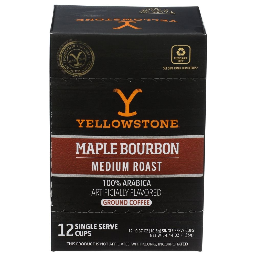 Yellowstone Maple Bourbon Medium Roast Coffee - Single Serve, 4.44 Ounce -- 6 per case