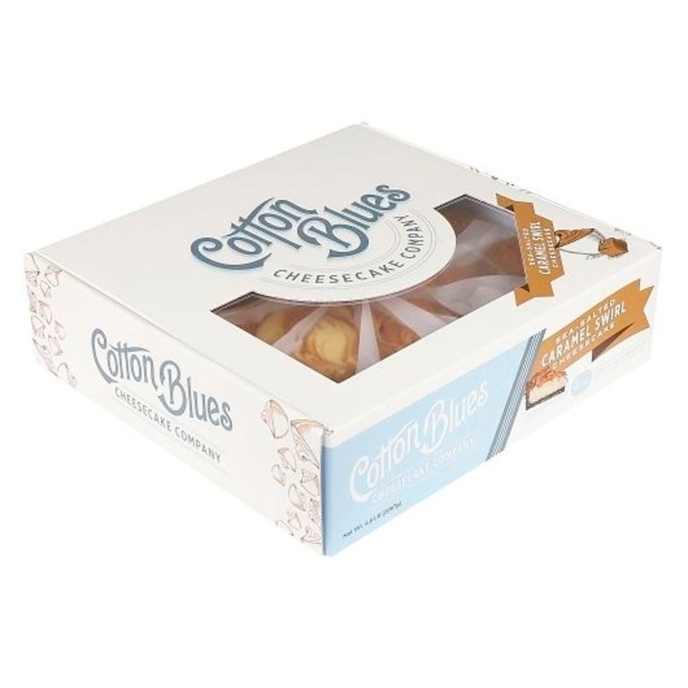 Cotton Blues Pre-Sliced Sea-Salted Caramel Swirl Cheesecake, 10 count - 3 per case
