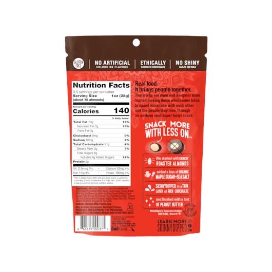 Skinny Dipped Almonds - Dark Chocolate and Peanut Butter, 3.5 Ounce -- 10 per case.