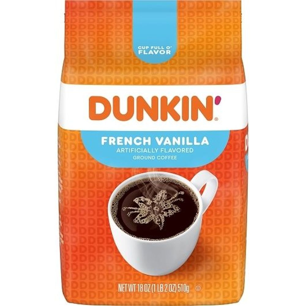 Dunkin French Vanilla Roast and Ground Coffee, 18 Ounce Bag -- 6 per case