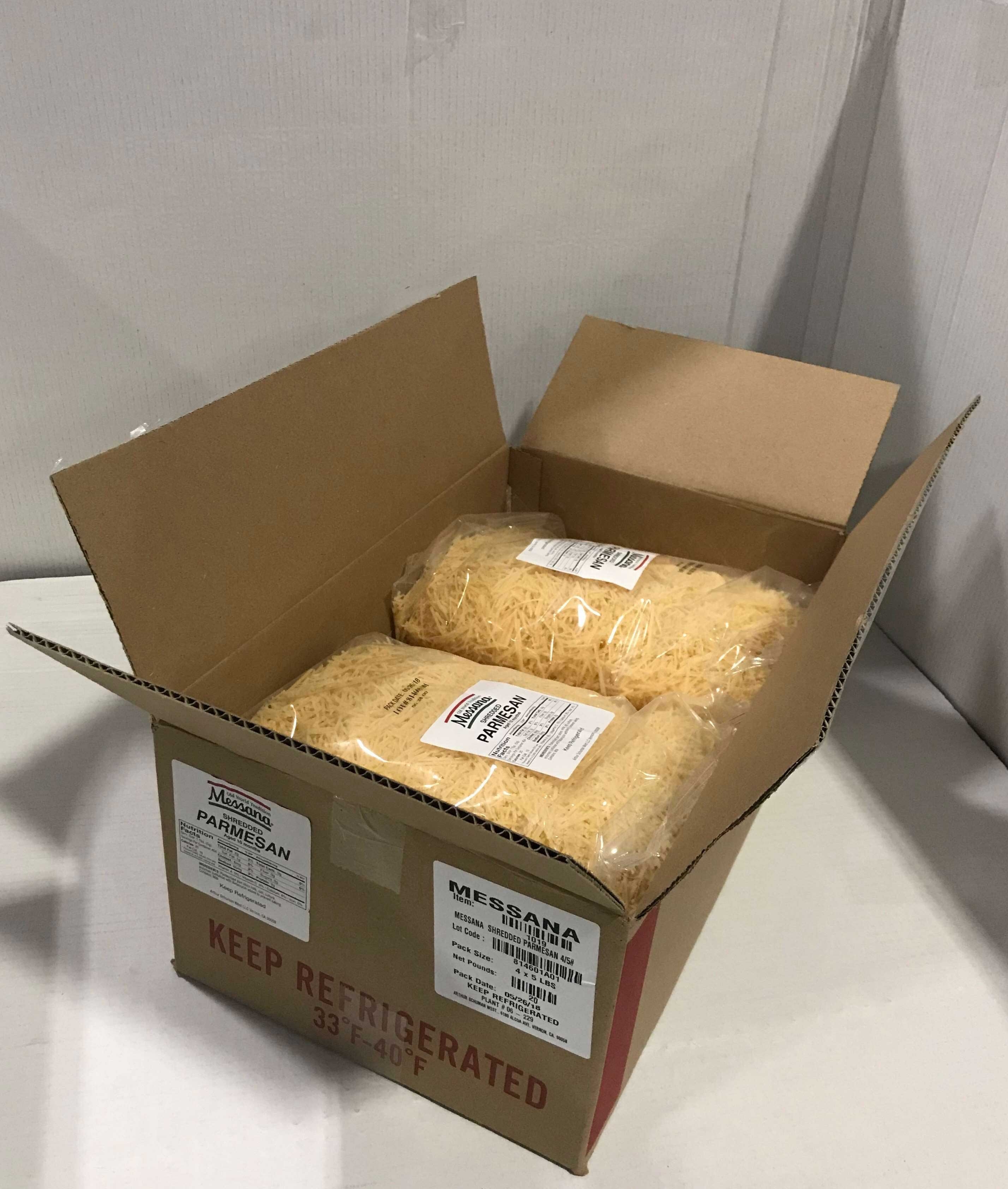 Messana Shredded Parmesan Cheese, 5 Pound -- 4 per case