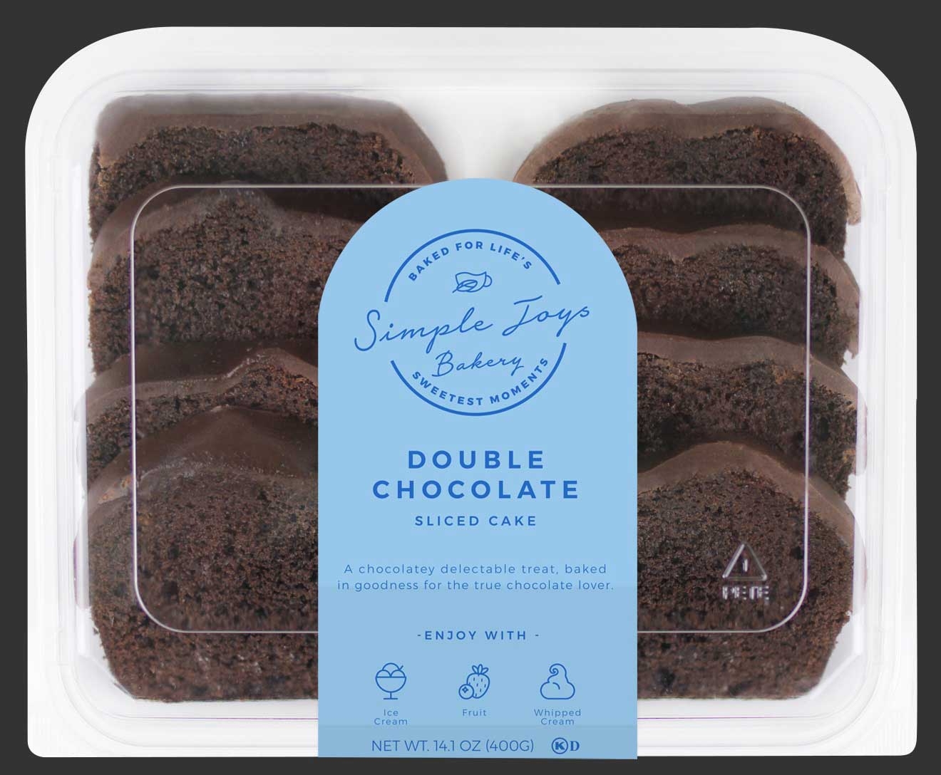 Simple Joys Bakery Iced Double Chocolate Sliced Cake, 14 Ounce -- 10 per case