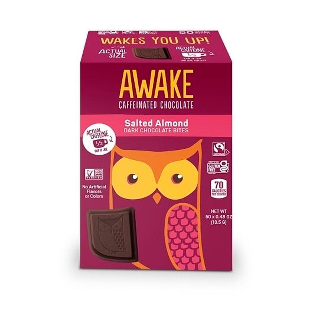 Awake Salted Almond Dark Chocolate Bites, 0.48 Ounce - 300 per case