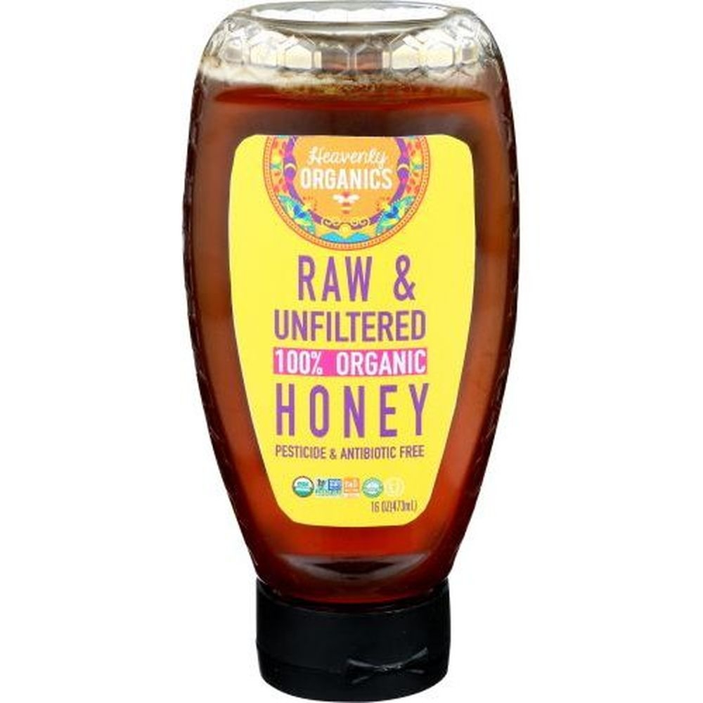 Heavenly Organics Raw and Unfiltered Honey, 16 Ounce Squeeze Bottle -- 6 per case