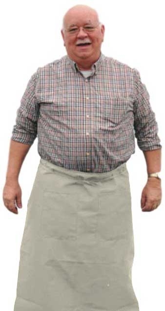 Intedge Ivory Poly/Cotton Bistro Apron with 2 Pockets, 38 inch Long x 34 inch Wide 