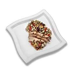 Waves Square White Plastic Plate, 10 inch -- 120 per case.