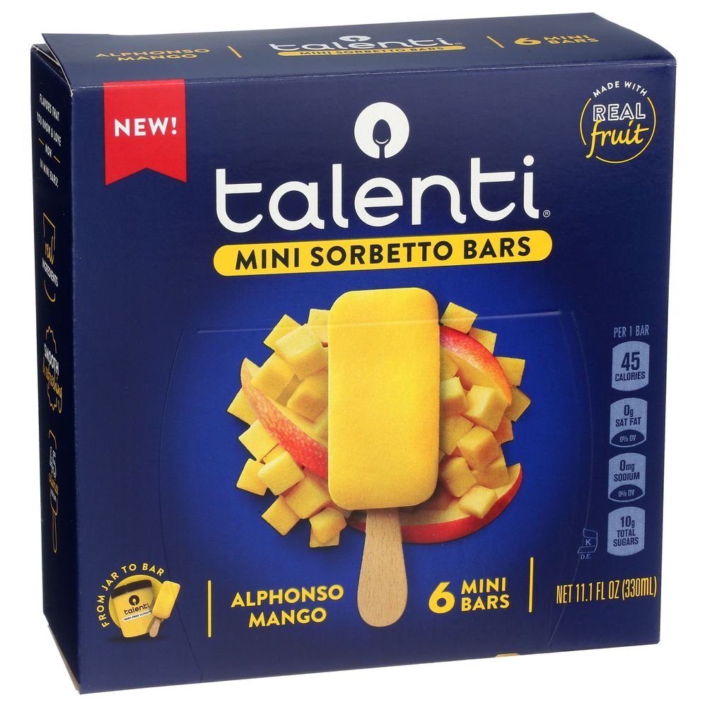 Talenti Mini Alphonso Mango Sorbetto Bar 6 Pack, 11.1 Fluid Ounce -- 6 per case