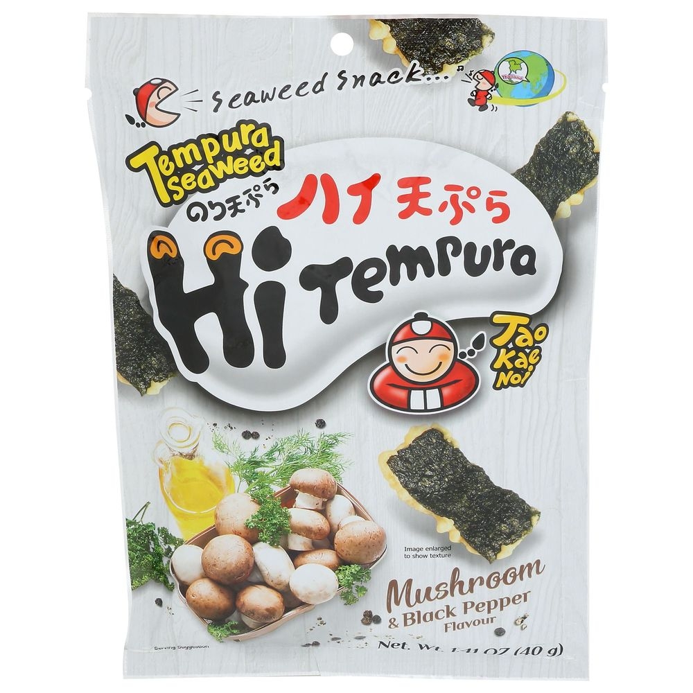 Taokaenoi Tempura Mushroom and Black Pepper Seaweed Snacks, 1.4 Ounce -- 12 per case
