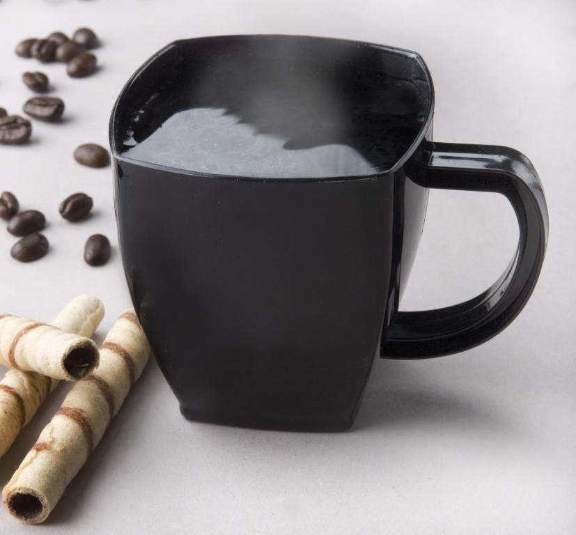 Yoshi Ware Emi Squares Black Coffee Mug, 8 Ounce - 8 per pack -- 12 packs per case.