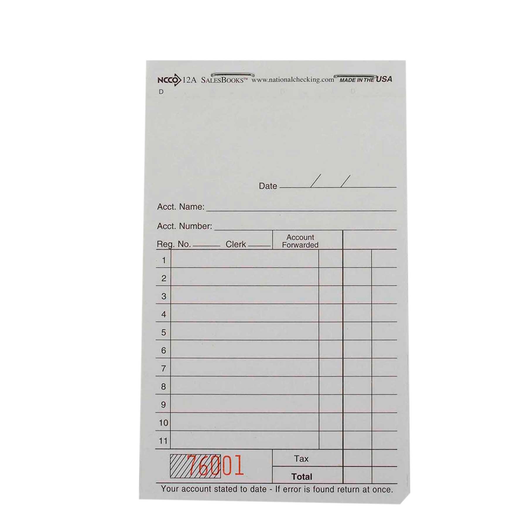 Sales Book - Duplicate Interleaving Carbon, White, 11 Line, 3.50 X 5.63 Inch, 50 Sets Per Book -- 5000 Per Case.