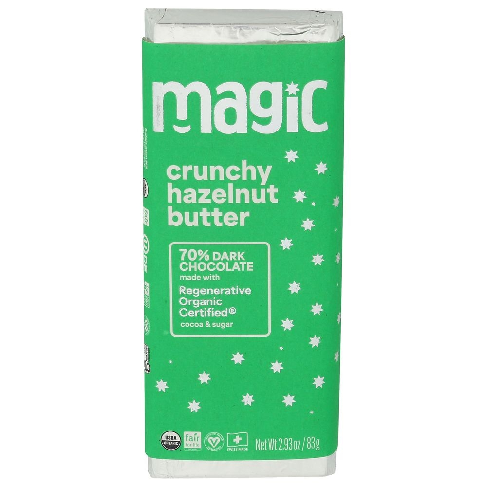 Dr Bronners Magic Crunchy Hazelnut Butter 70 Percentage Dark Chocolate Bar, 2.93 Ounce -- 12 per case